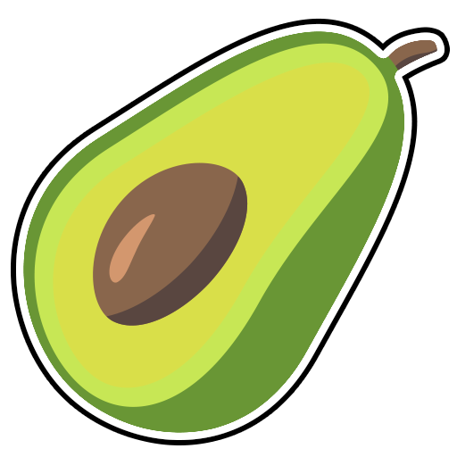 Avocado with black and white outline