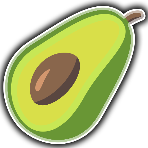Avocado with white outline and shadow