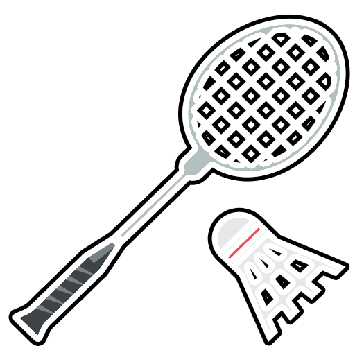 Badminton with black and white outline