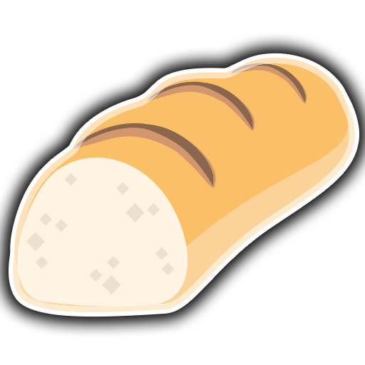 Baguette Bread with white outline and shadow