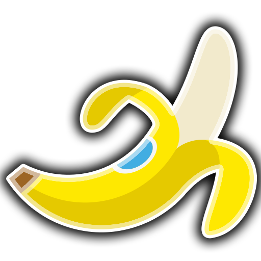 Banana with white outline and shadow